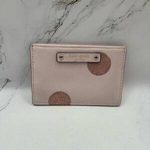 Kate Spade Pink Glitter Polka Dot Wallet Small Leather Coquette Valentine Cutesy
